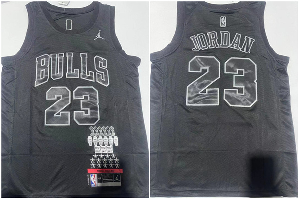 Men's Chicago Bulls #23 Michael Jordan Black Stitched Basketball Jersey